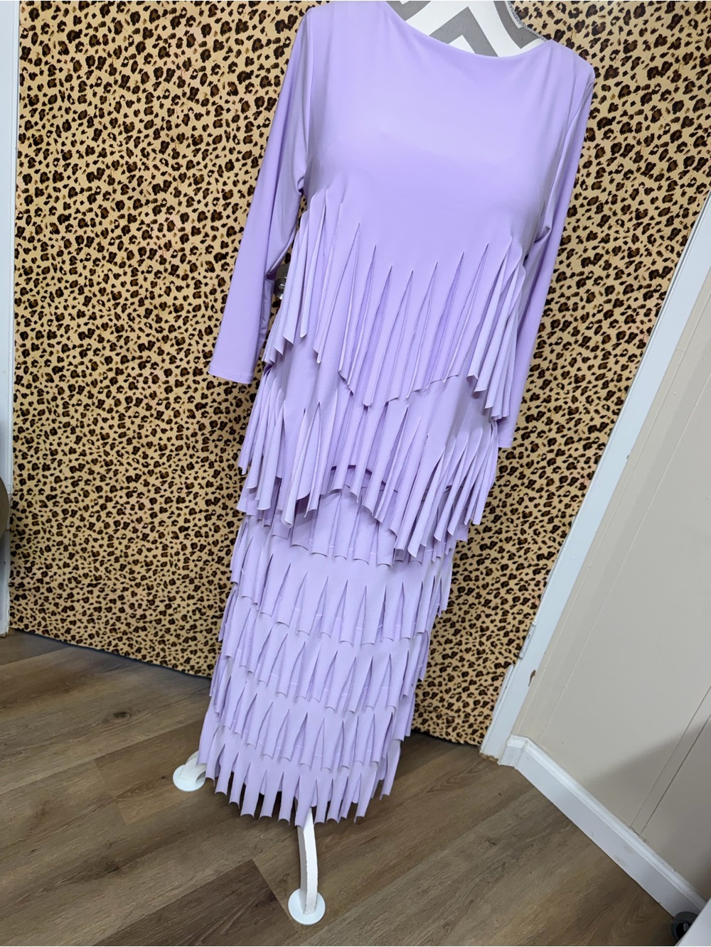 Lavender Fringe Tiered Skirt Set - Women's